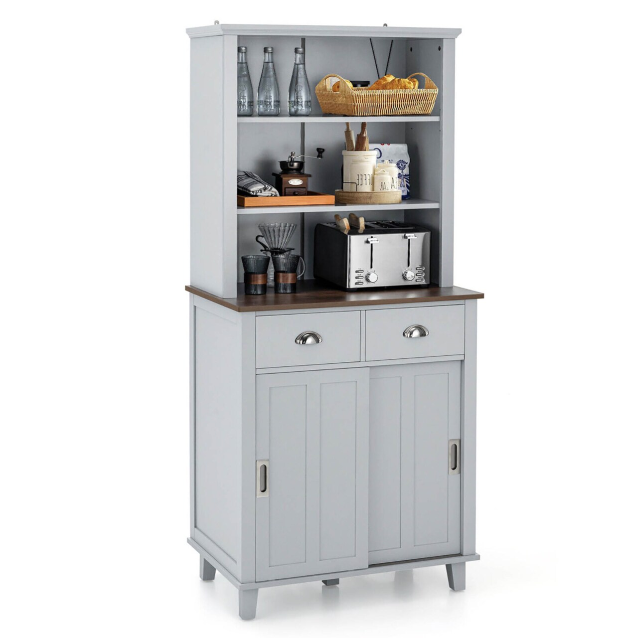 Freestanding Buffet Hutch Kitchen Pantry Storage Cabinet W/ Sliding Doors